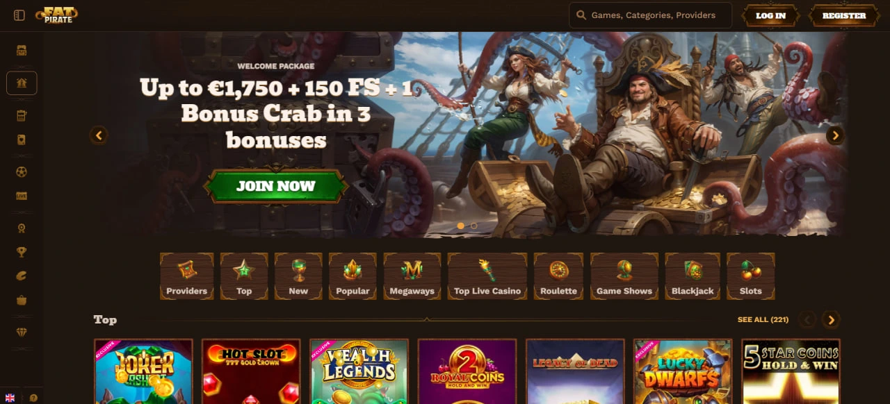 FatPirate Casino hoofdpagina