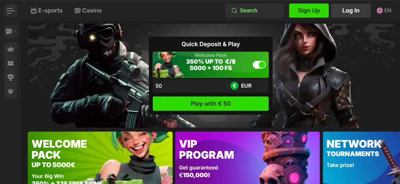 GxBet Casino hoofdpagina