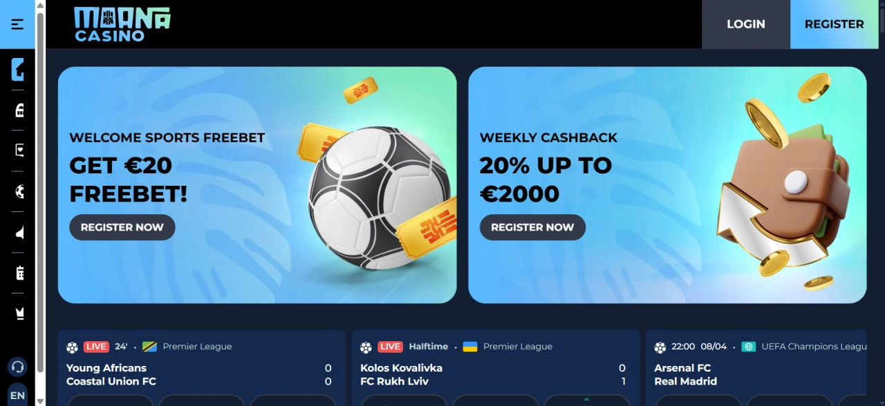 Moana Casino hoofdpagina